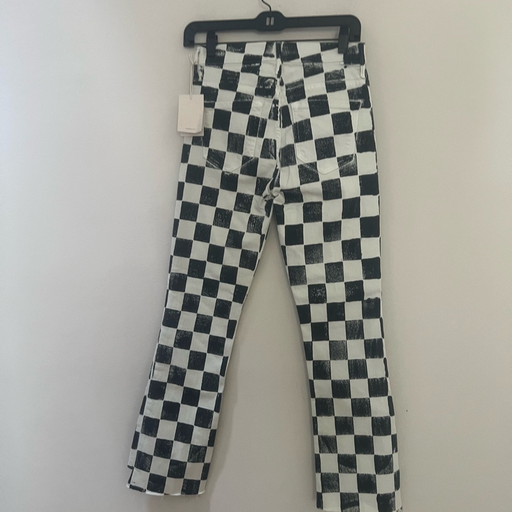 MOTHER Black & White Checkerboard Cropped Jeans - Picture 10 of 16